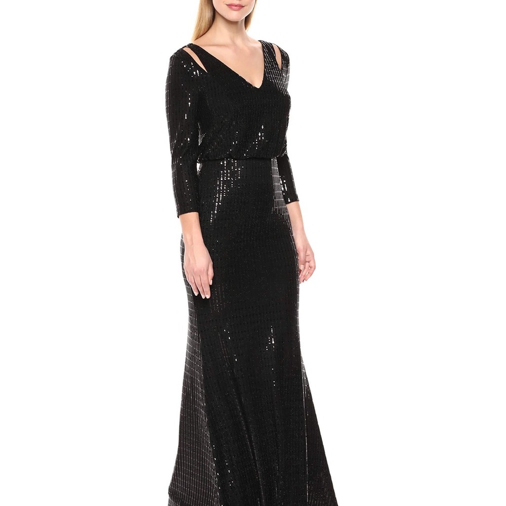 Calvin Klein blouson gown with shoulder cut out 3/4 sleeve sz 8